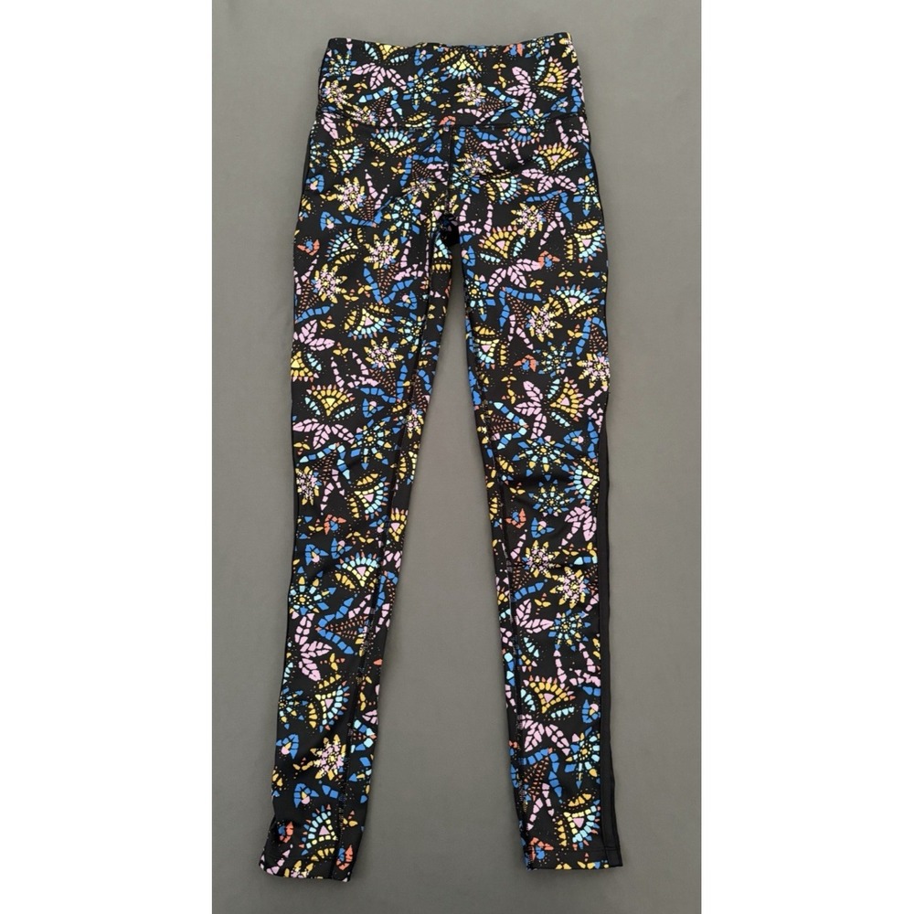 Free People Movement‎ Liza Leggings Womens XS Black Mosaic Mesh Detail Athletic